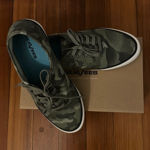 SeaVees Legend Saltwash Sneakers in Sage Camo Herringbone Twill